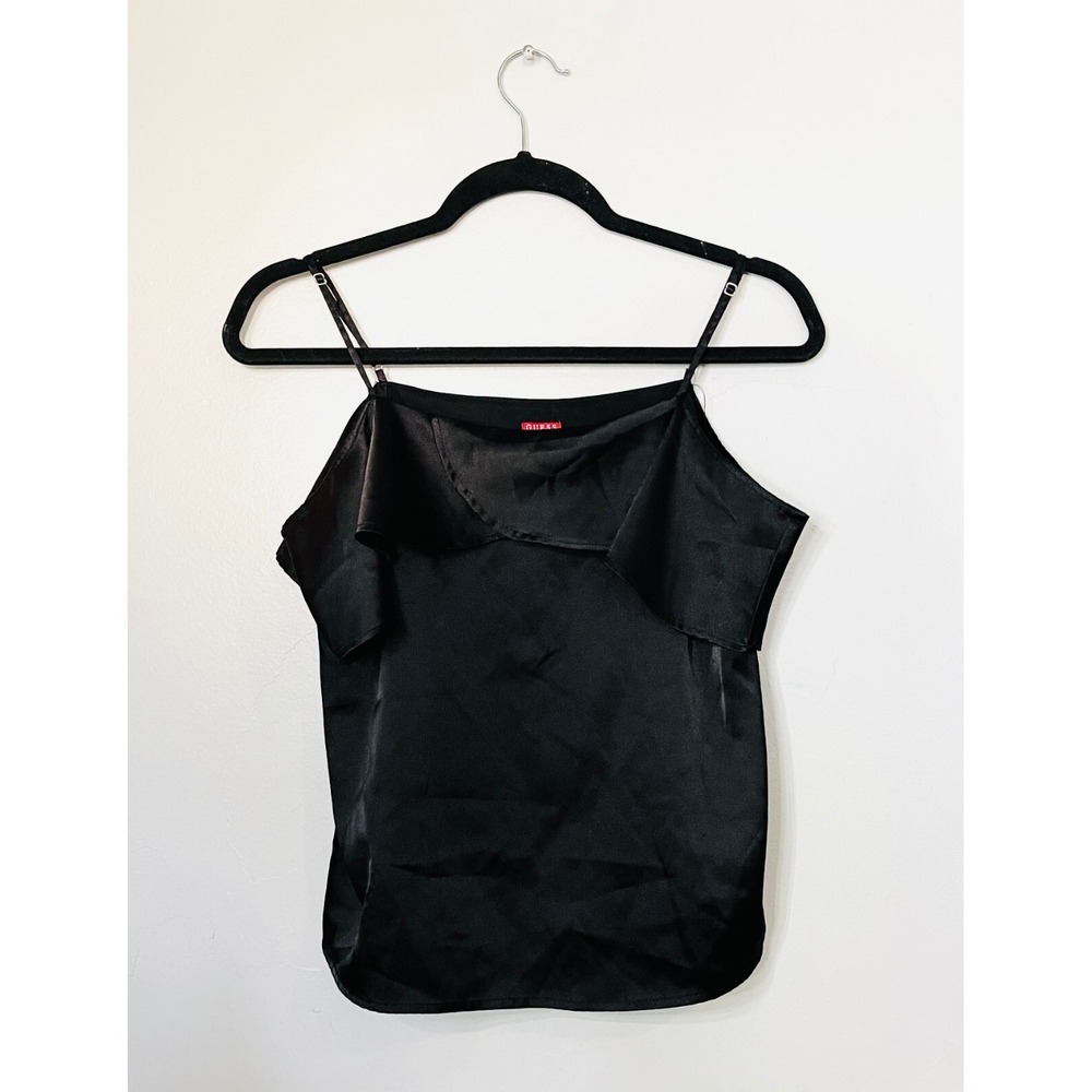 Guess Womens Black Lined Adjustable Strap Satin Camisole Tank Top Size XS